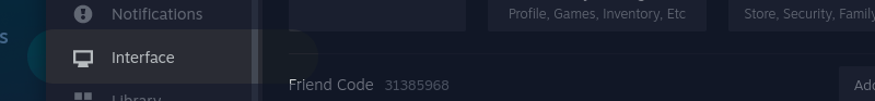 Steam settings for interface/GUI